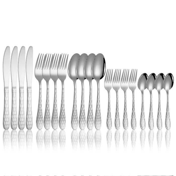 410 Stainless Steel Cutlery Set Snakeskin Water Cube Western Food Steak Knife And Fork Spoon Gold-Plated Knife And Fork