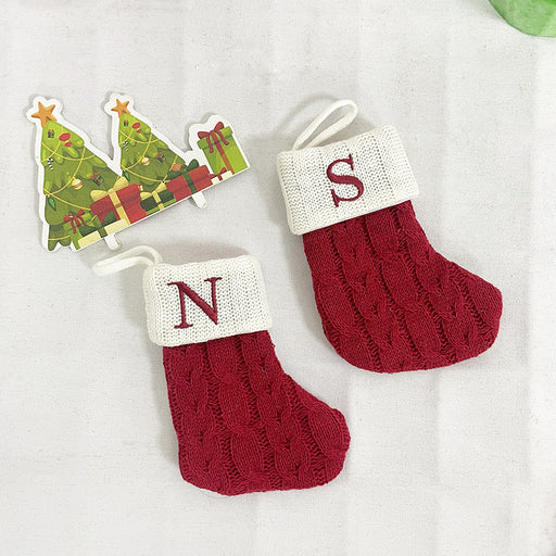 Christmas Decorations Pendant Christmas Socks Letter Knitting Embroidery Christmas Socks